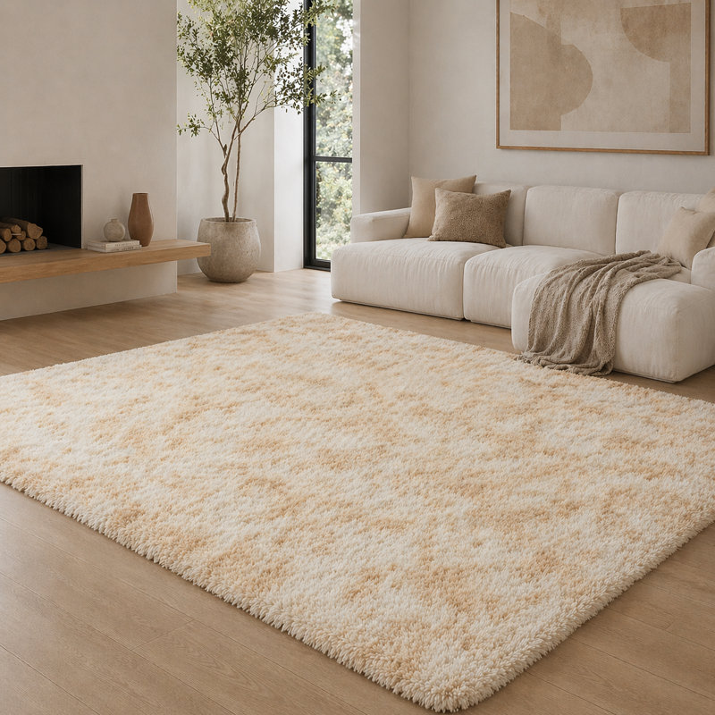 Solid Colour Machine Tufted Shag Area Rug, Rectangle 200cm Width X 290cm Length