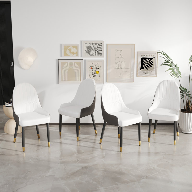 Chaise de salle à manger Maksimas, Blanc / brun