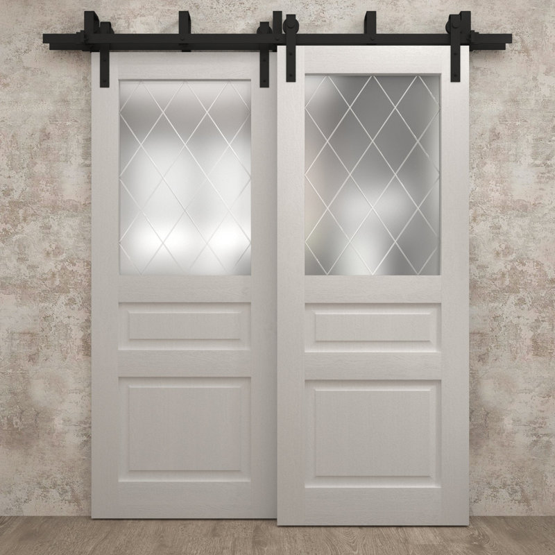 Portes coulissantes de grange coulissantes pour garde-robe | Ego 5011 | Ensemble de quincaillerie Modern Rails | Portes de garde-robe de chambre en bois massif