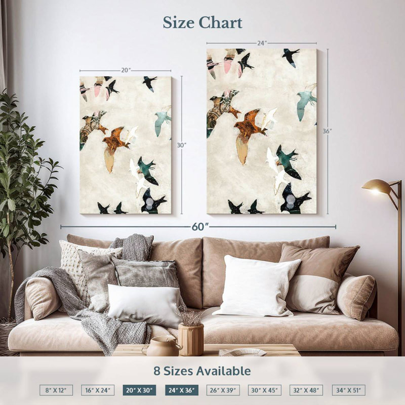 Brampt Abstract Birds I, 36" H x 24" W