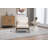  Mid Century Modern Accent Chair – Antique White Cotton Linen Upholstered Reading Armchair with Waist Cushion