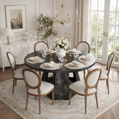Table de salle à manger ronde avec base de rangement pour 4-6