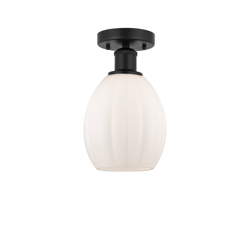 Plafonnier semi-encastré en verre Bolduc, Noir mat, Blanc mat, H 10,75 po x l 6 po x P 6 po