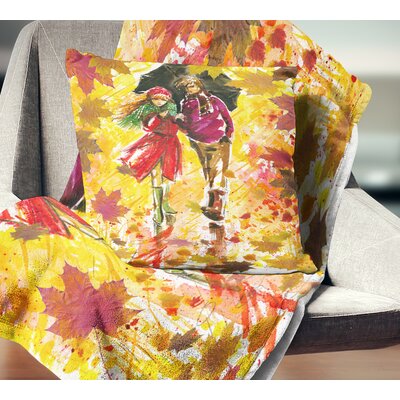 Landscape Autumn Walk of Couple Square Pillow Cover & Insert -  East Urban Home, 1E72FA9C26DC4CC18B7B0D27AEEB349B