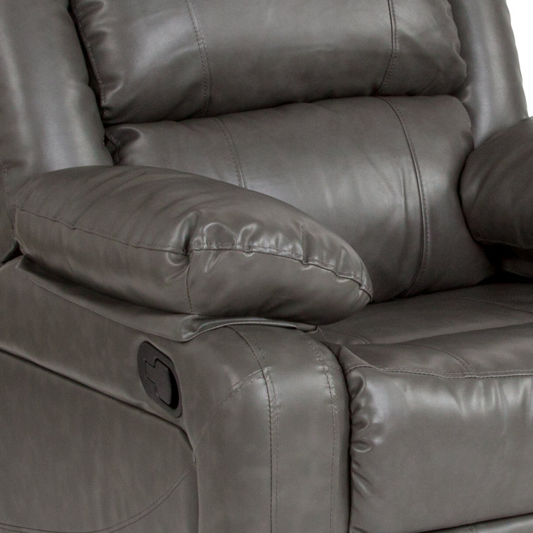 Arland Contemprary Faux Leather Pillow Back Recliner Lark Manor Upholstery Color: Gray Faux Leather