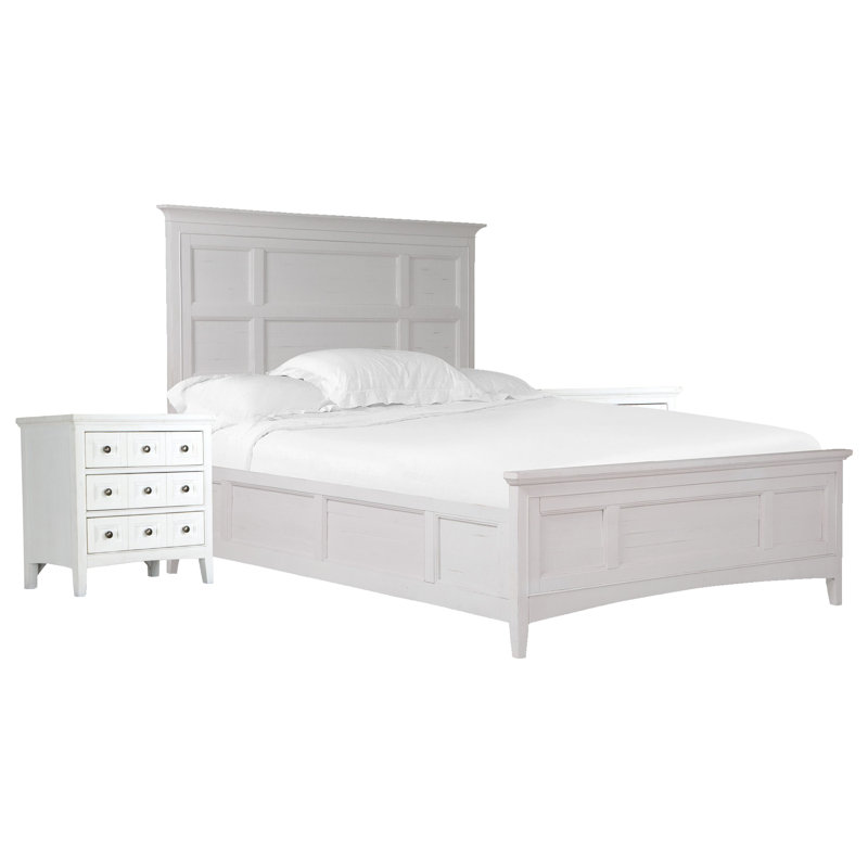 Sarenac Queen Panel Bed With 2 Nightstands, Queen, White, 3 Pcs: Bed, 2 Nightstands