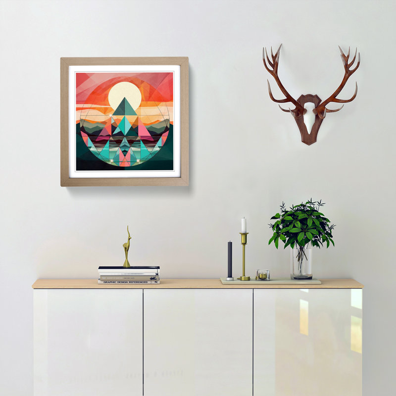 Sunrise Geometric No.1 - Framed Print, Oak