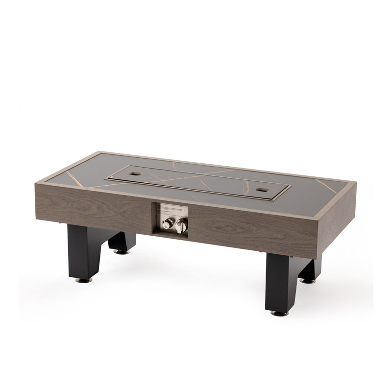 Foyer de table en bois 42 po, Gris / Noir