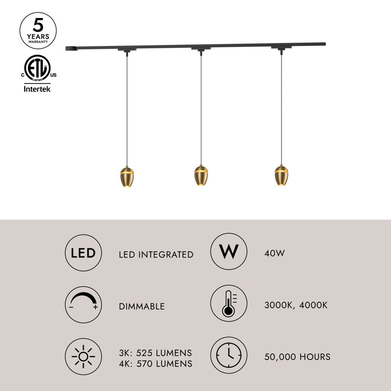 Eloa 38-in Gold dimmable LED Trilo Ceiling Kit, Natural
