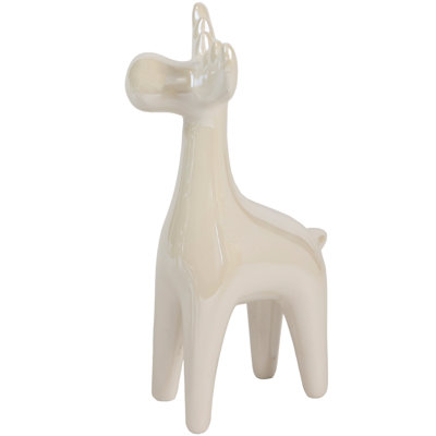 Figurine de Noël orignal 5,5 po en céramique crème perlée