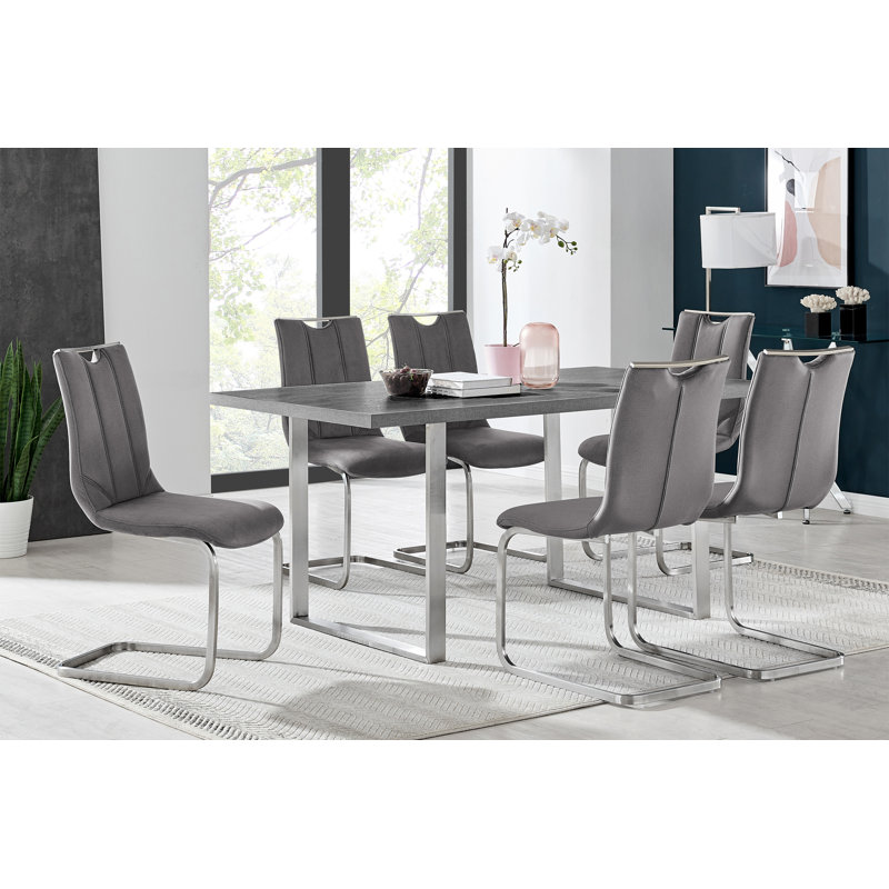 Anyssa Dining Set, 7 Pieces, Dark Rhine, Black Matte