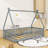 Twin Wooden Floor Bed With Teepee Design And Slats-117046655
