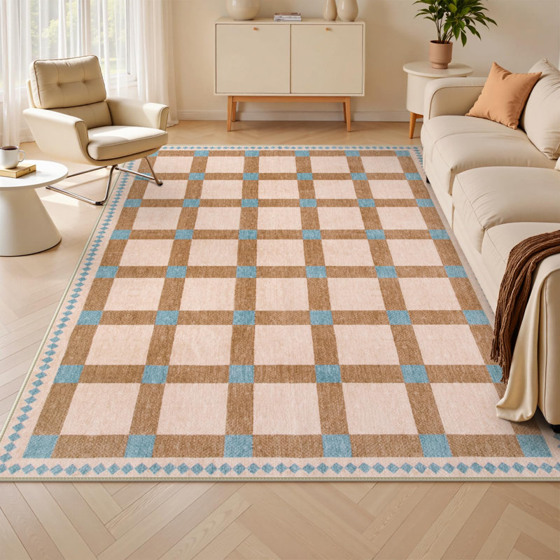 Tapis à motifs géométriques modernes et résistants aux taches Vilena, Rectangle 5 pi x 7 pi