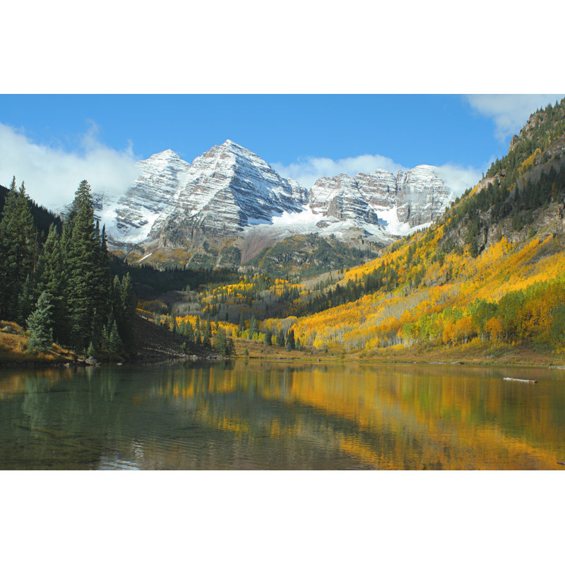 Maroon Bells, Autumn Reflections - Photographie sur toile tendue, H 8 po x l 12 po
