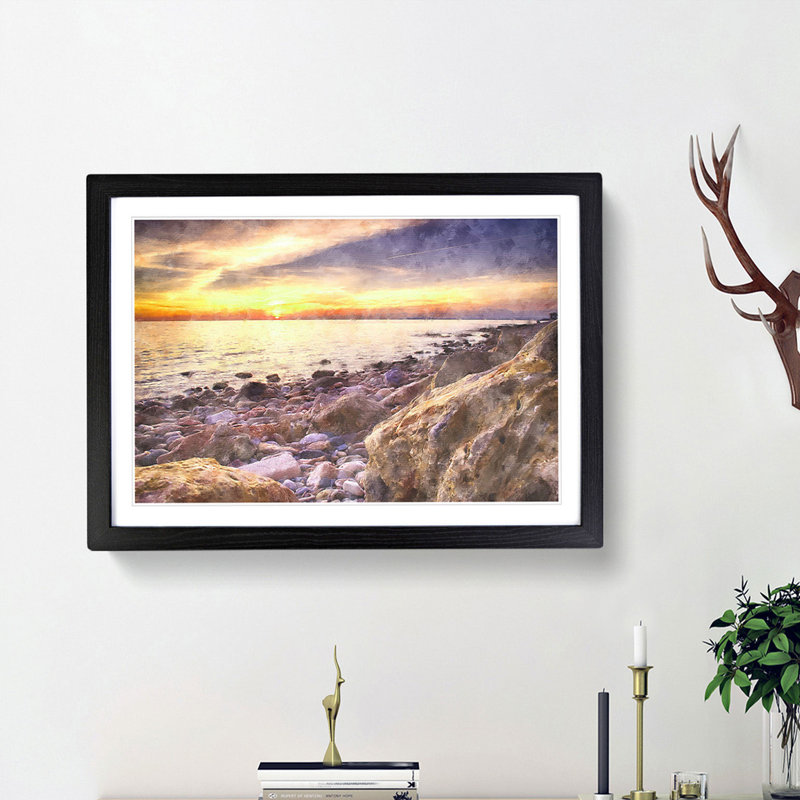 Ocean View in Murcia Spain - Picture Frame Painting Print, Black Framed, 24cm H x 33cm W x 2cm D