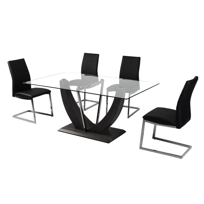Table de salle à manger Inouye, Gris foncé / argenté