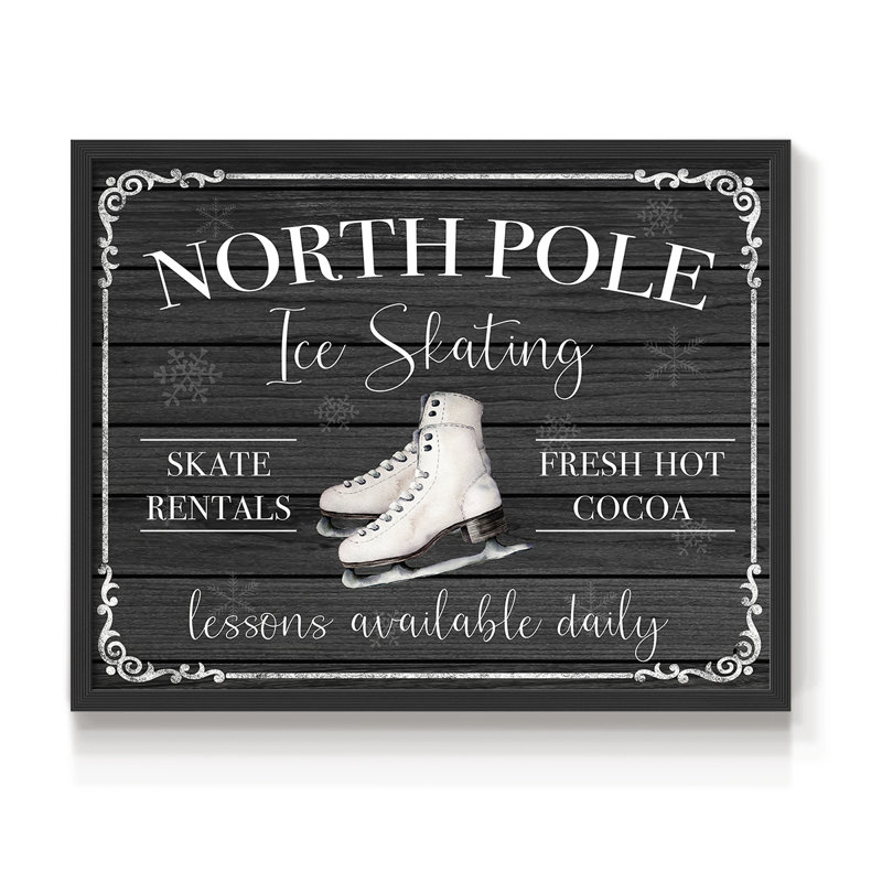 Patinage sur glace North Pole - reproduction encadrée, H 11 po x l 14 po, Noir, noir, noir, noir