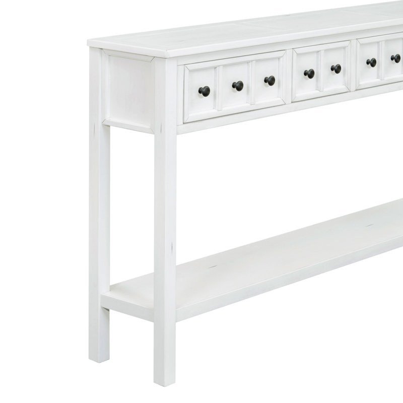 Rustic Entryway Console Table, Antique White