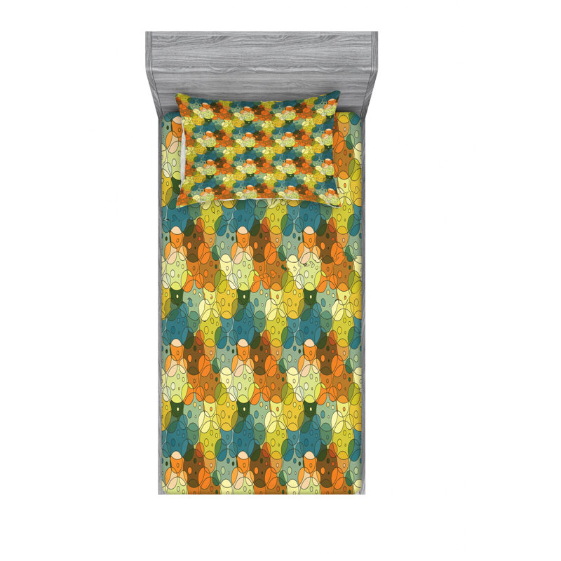 Microfiber Geometric Sheet Set, Twin Sheet Set with Fitted Sheet