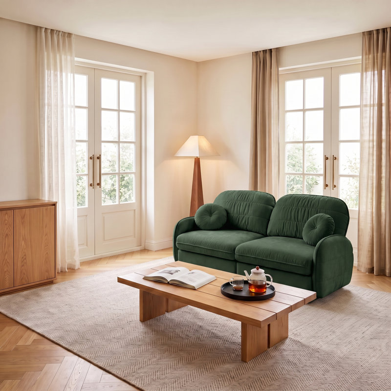 Canapé Cloud avec coussins ronds, coussin de dossier matelassé, structure à deux couches, conception ergonomique, assemblage facile, siège profond pour le salon