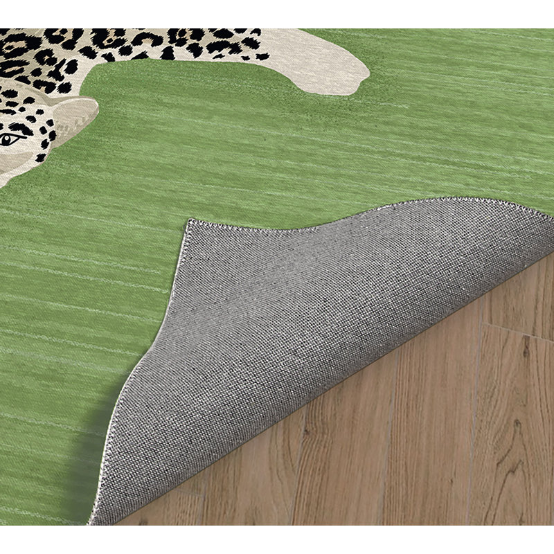 Tapis vert SNOW LEO par Everly Quinn, Rectangulaire 3 pi x 5 pi