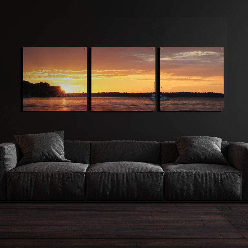 «Drifting» par Lori Deiter, art mural en verre acrylique, ensemble de 3 pièces, H 36 po x l 108 po