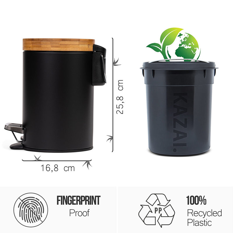 Akhtari Steel Step On Kitchen Trash Can - 3L