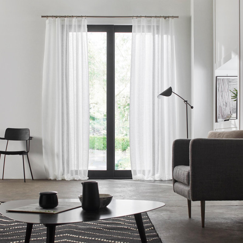 Heaton Sheer Single Curtain Panel, 145 W x 280 D cm, White