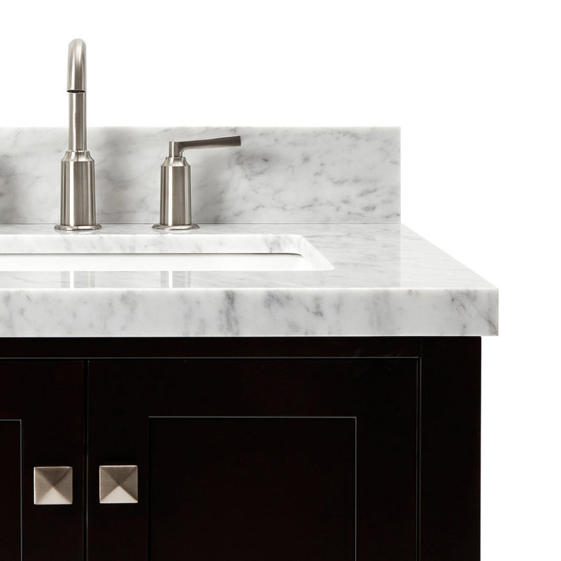 Cambridge 37'' W Single Vanity, Espresso, Carrara Marble, Brushed Nickel