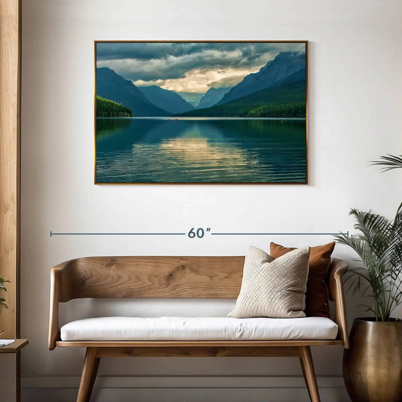 Scène du lac Glacier, Cadre flottant doré, 43 po x 29 po