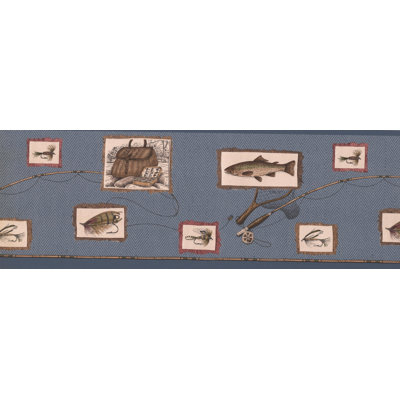 Bordure de papier peint abstraite Pickering L 15 pi x l 8,5 pi Pickering Fish Bait
