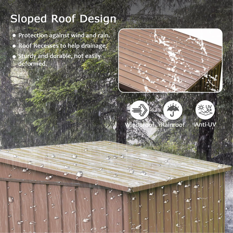 Outdoor Storage Shed 6X4 FT, Metal Tool Sheds Storage House With Lockable Double Door, Large Bike Shed Waterproof For Garden, Backyard, Lawn