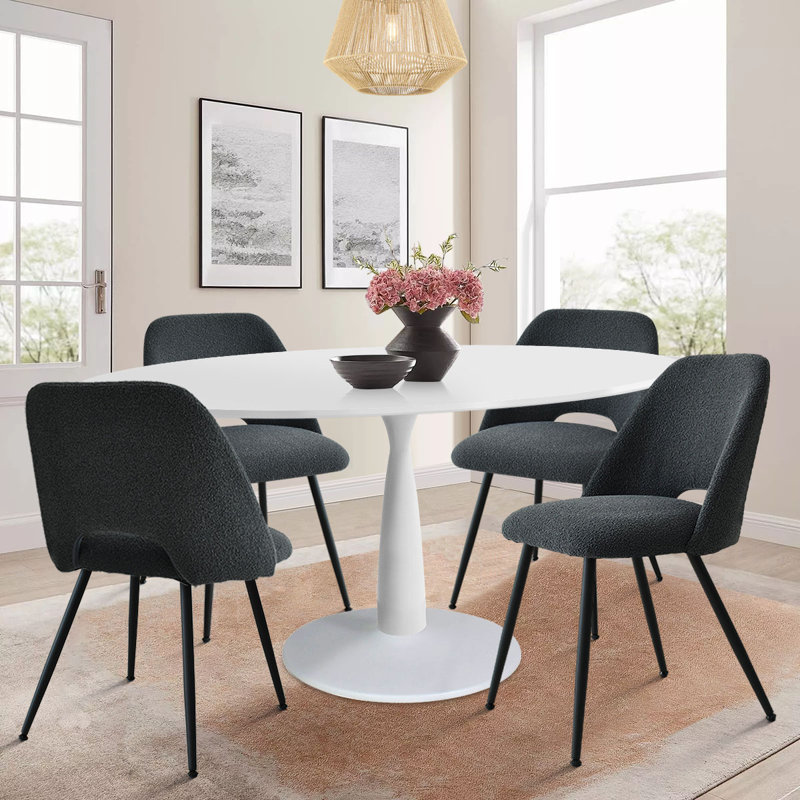 Chaena 5-Piece Oval Dining Table Sets, Black