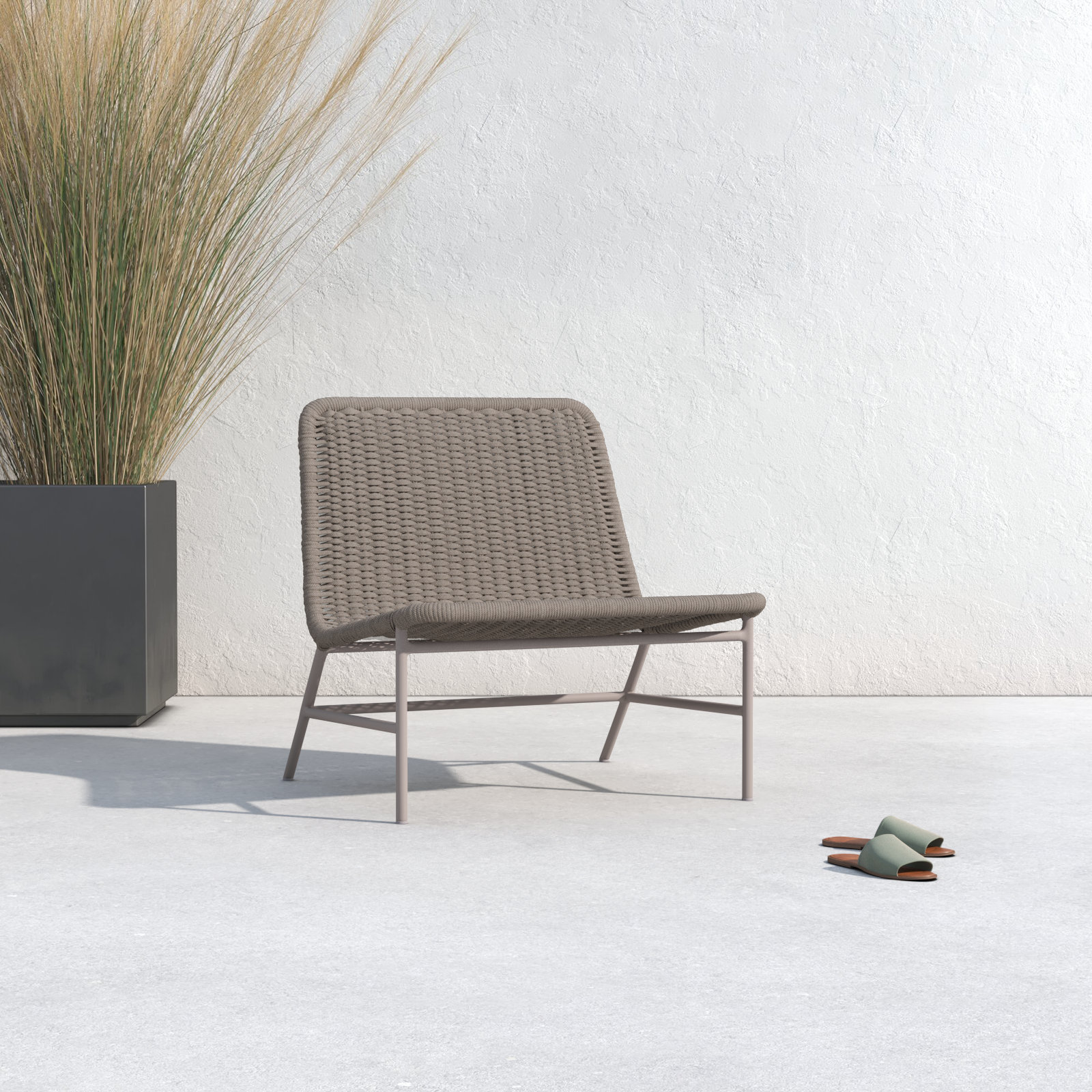 Brio Outdoor Armless Lounge Chair, Gray