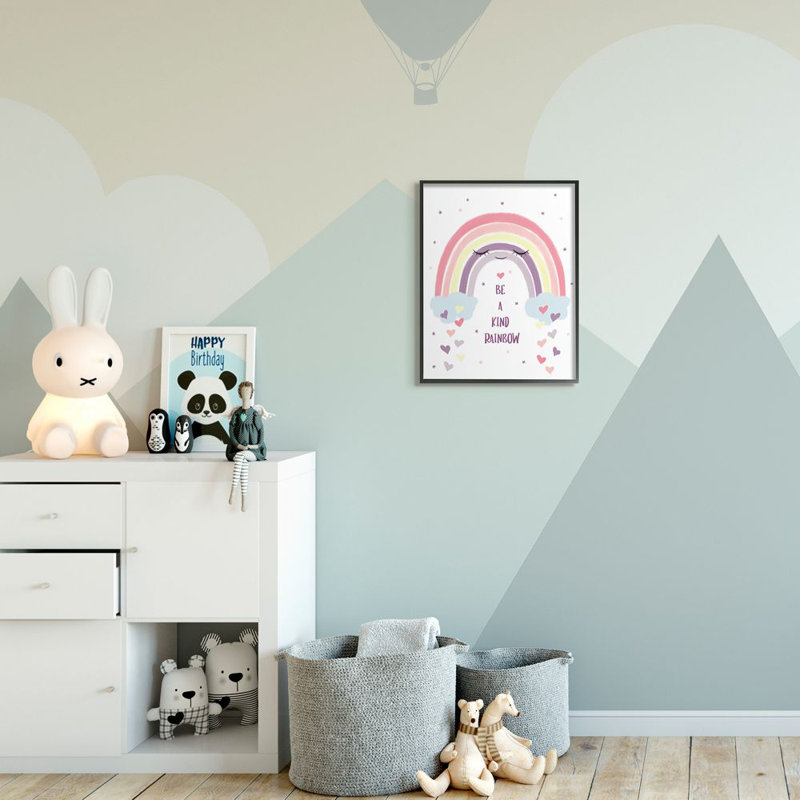 «Be a Kind Rainbow» par Ziwei Li - impression d'art graphique, Giclée encadrée noir minuit, H 20 po x l 16 po x 1,5 po