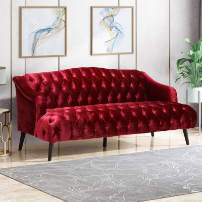 Comfy 3-Seat Sofa With Wooden Legs, Contemporary Design And Button Tufted Diamond Stitching For Elegant Comfort