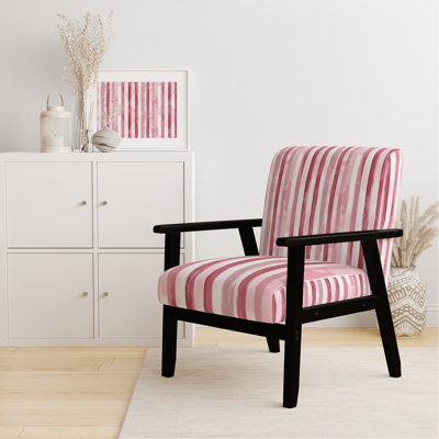 Chaise rembourrée à rayures - Fauteuil à rayures rouges et encre rose