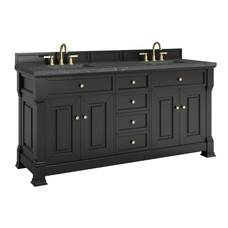 Brookfield 72'' W Double Vanity, Parisien Bleu, Black Onyx