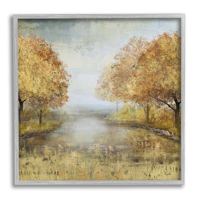 Paysage d'automne doré, forêt, scène contemporaine - impression, H 12 po x l 12 po x P 1,5 po, Estampe numérique Farmhouse