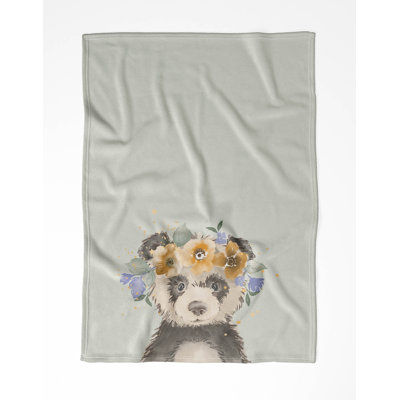 Panda Yellow Velveteen Fleece Blanket