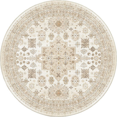 Medallion Non Slip Washable Rug(Cream)