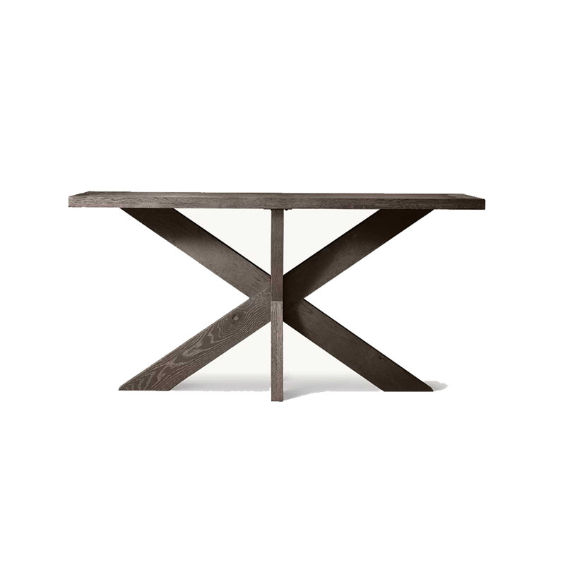 Table de véranda entièrement en bois massif de style français., Gris foncé