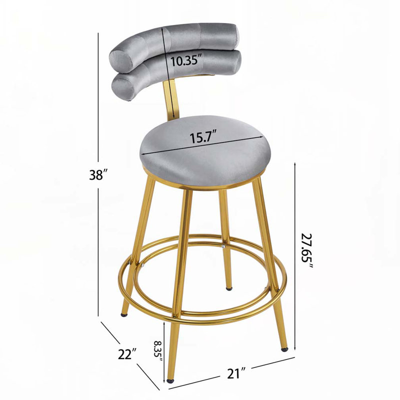 Upholstered Barstools, Dark Gray