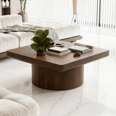 Table basse carrée avec base cylindrique