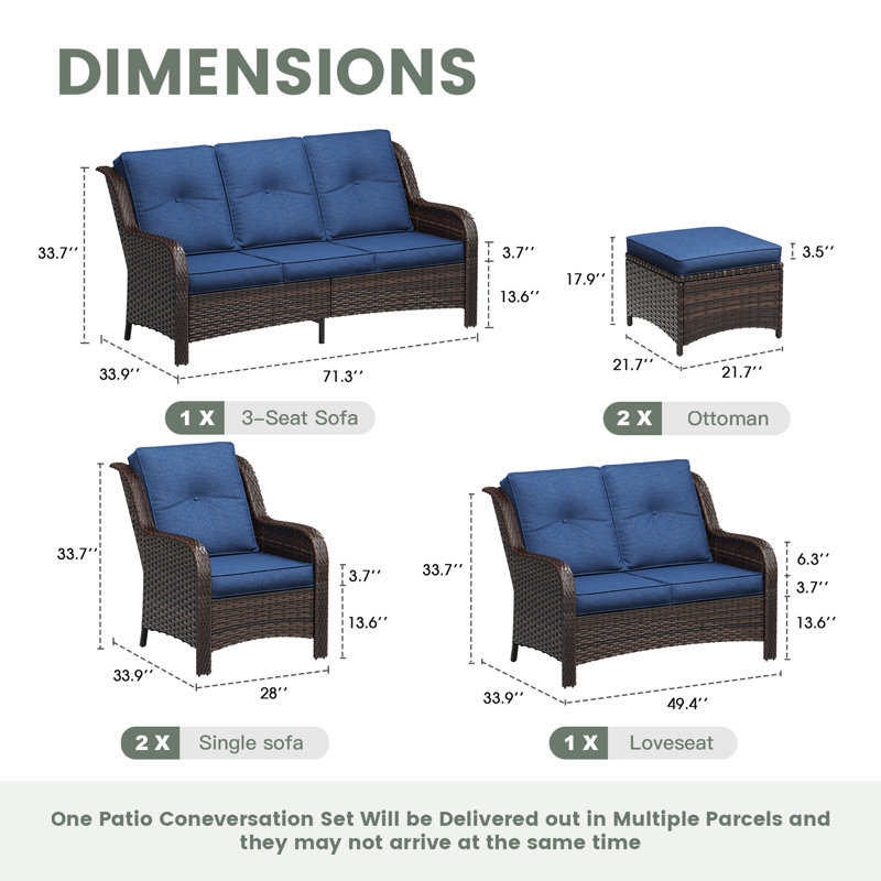 Ensemble de conversation pour l'extérieur, Bleu ardoise, Brun
