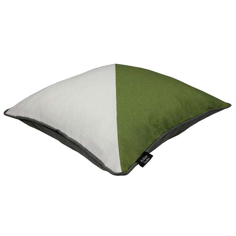 Liana Patchwork Square Cushion, Fern Green/Natural White, 60 x 60cm, No fill