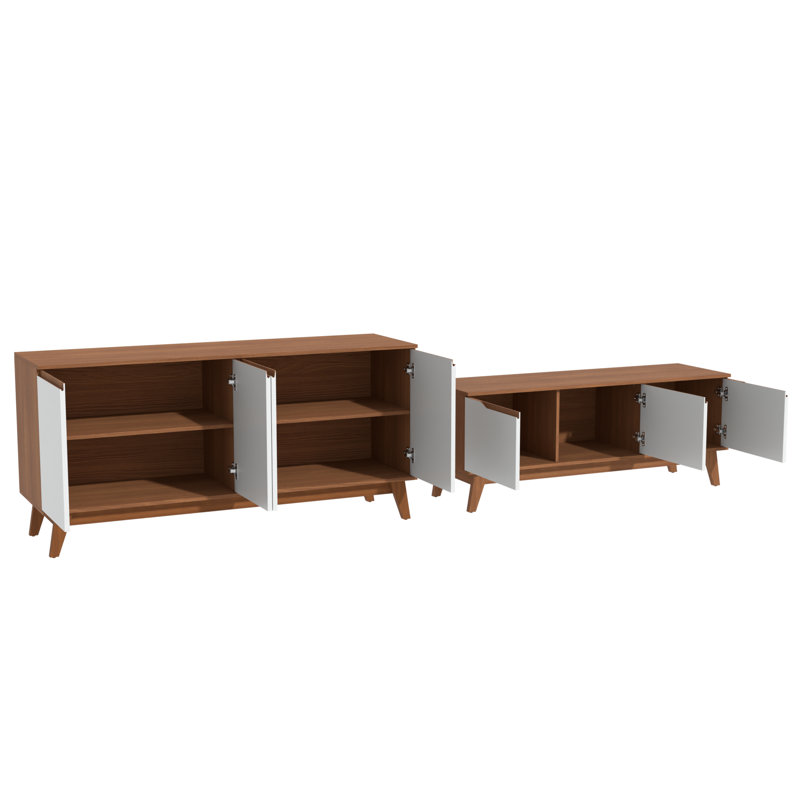 Ensemble de meubles de salon 2 pièces avec meuble télé 3 portes et buffet 4 portes, Golden Oak/White