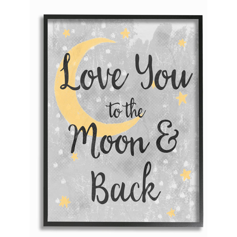 Art de lune Lerner Love You, H 30 po x l 24 po x P 1,5 po, Giclée encadrée noir minuit