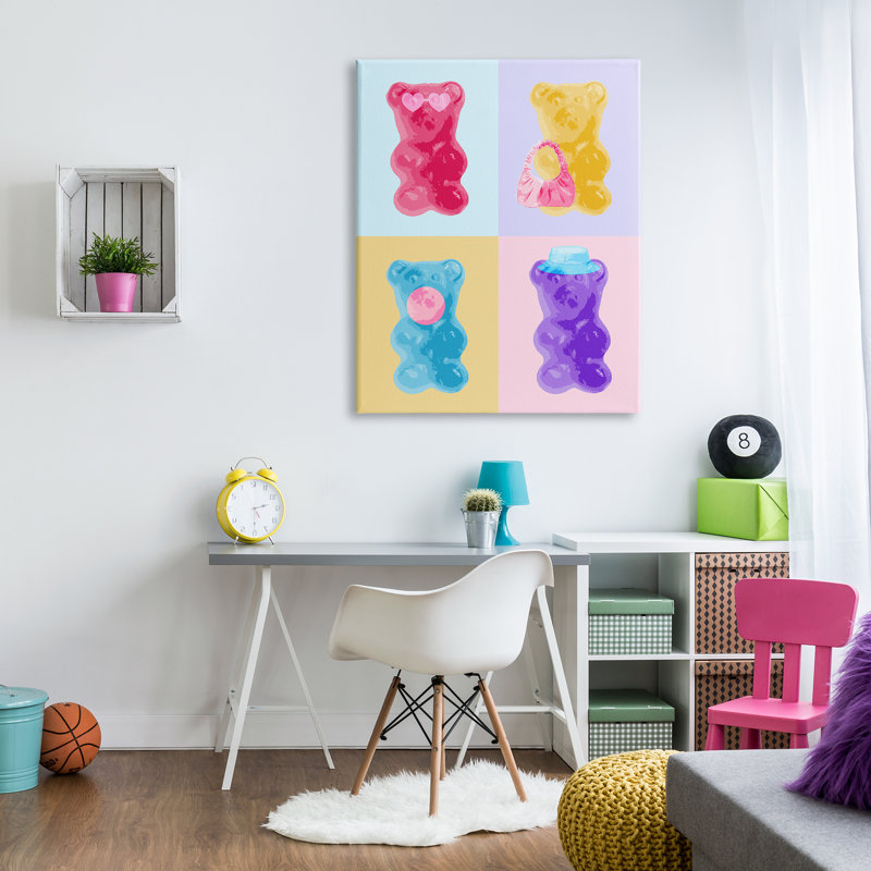 Zoomie Kids Pop Style Candy Bears Canvas Wall Art Design By Daphne Polselli, L 36 po x H 48 po