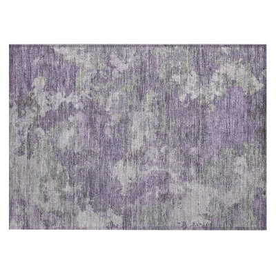 Machine Washable Indoor/Outdoor Xhevrie Purple Rug